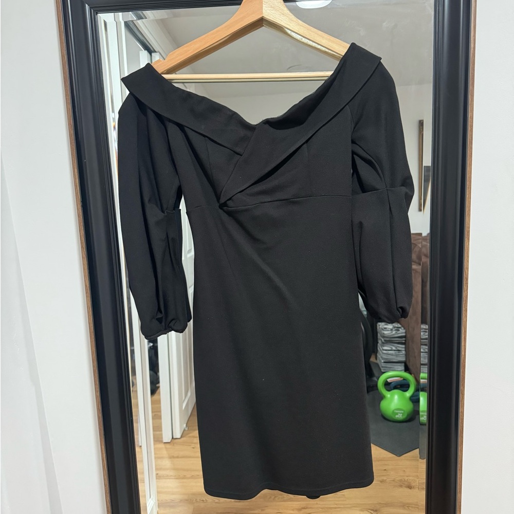 Sexy off the shoulder black stretch mini dress
